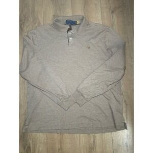 Polo Ralph Lauren Men's Long Sleeve Polo‎ Shirt Classic Fit Tan L